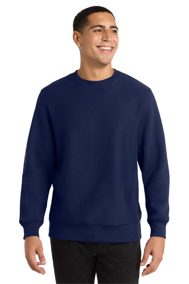 Sport-Tek F280 Mens Fleece Crewneck Sweatshirt True Navy Blue Model Front