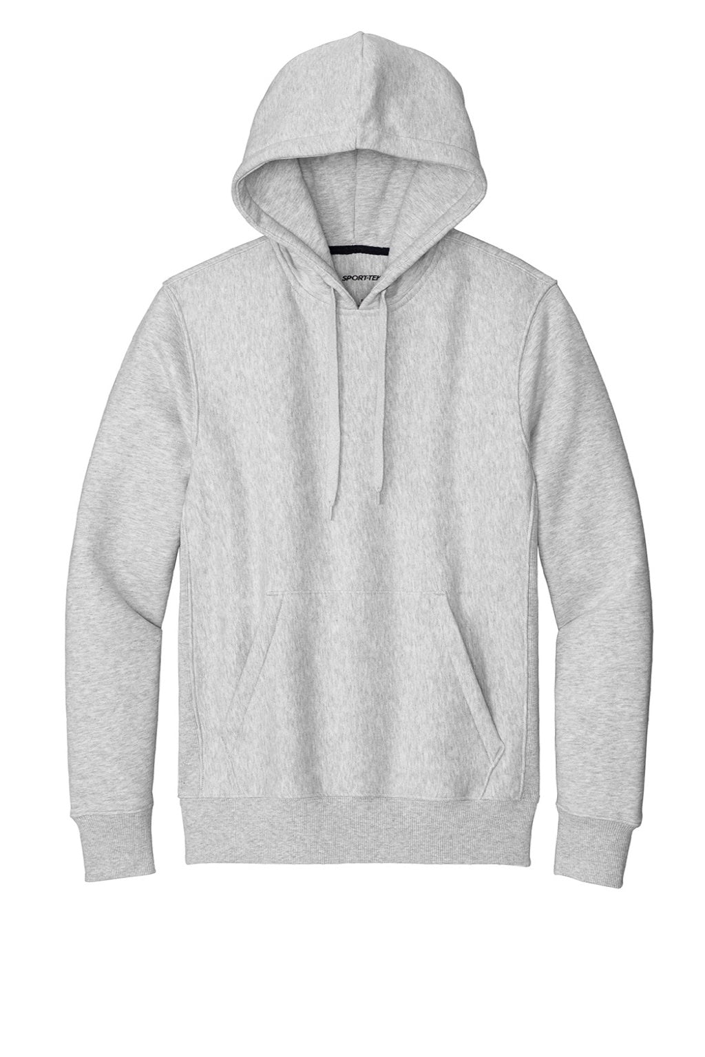 Sport-Tek F281 Mens Fleece Hooded Sweatshirt Hoodie w/ Pouch Pocket Heather Grey Flat Front