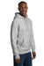 Sport-Tek F281 Mens Fleece Hooded Sweatshirt Hoodie w/ Pouch Pocket Heather Grey Model Side