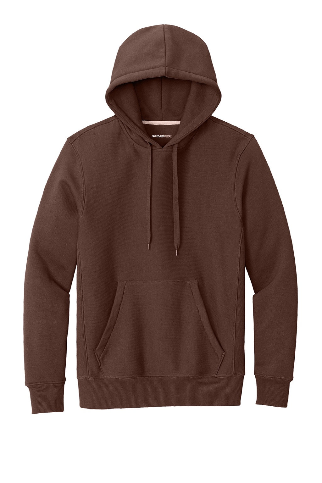 Sport-Tek F281 Mens Fleece Hooded Sweatshirt Hoodie w/ Pouch Pocket Brown Flat Front