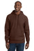 Sport-Tek F281 Mens Fleece Hooded Sweatshirt Hoodie w/ Pouch Pocket Brown Model Front