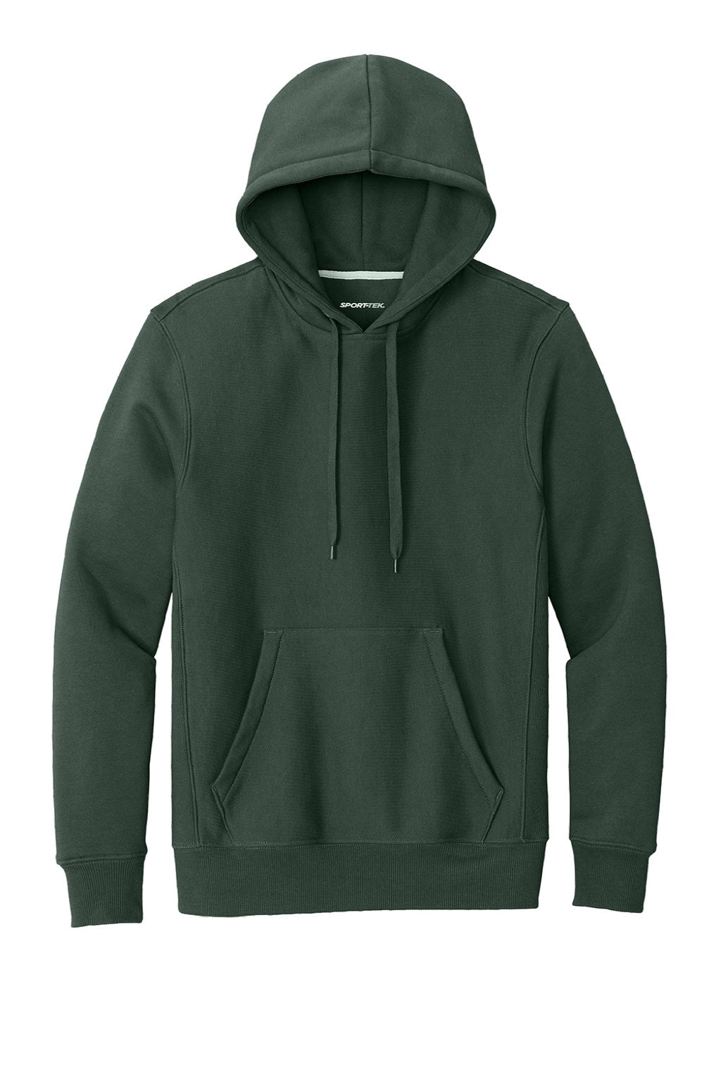 Sport-Tek F281 Mens Fleece Hooded Sweatshirt Hoodie w/ Pouch Pocket Dark Green Flat Front