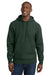 Sport-Tek F281 Mens Fleece Hooded Sweatshirt Hoodie w/ Pouch Pocket Dark Green Model Front