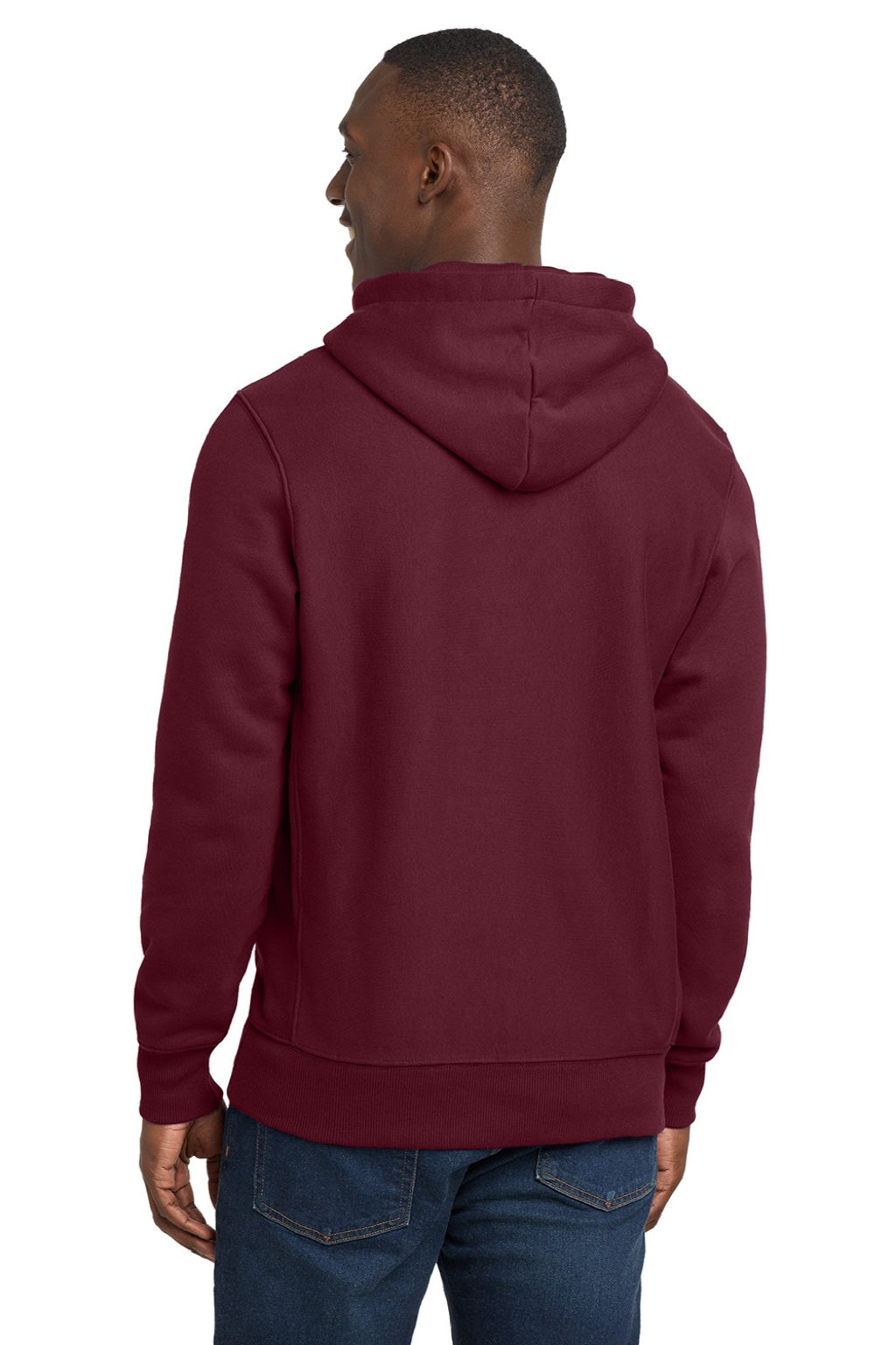 Sport-Tek F281 Mens Fleece Hooded Sweatshirt Hoodie w/ Pouch Pocket Maroon Model Back