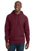 Sport-Tek F281 Mens Fleece Hooded Sweatshirt Hoodie w/ Pouch Pocket Maroon Model Front