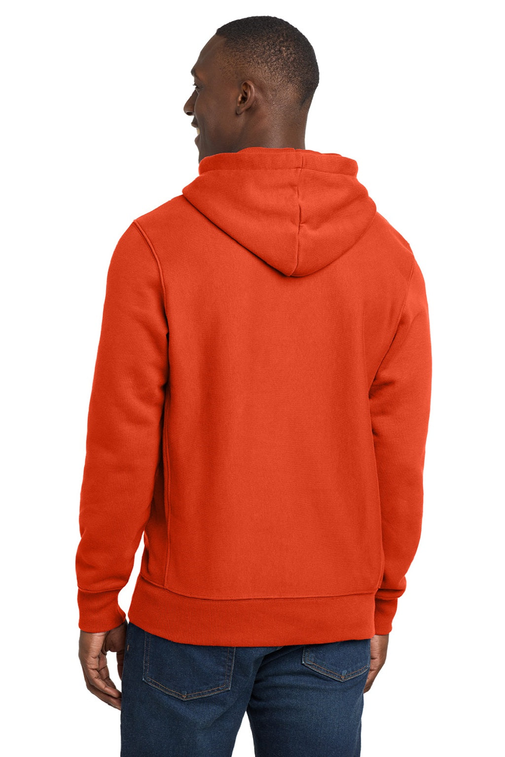 Sport-Tek F281 Mens Fleece Hooded Sweatshirt Hoodie w/ Pouch Pocket Orange Model Back