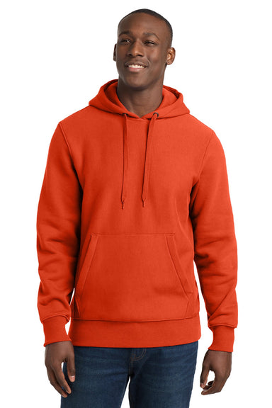 Sport-Tek F281 Mens Fleece Hooded Sweatshirt Hoodie w/ Pouch Pocket Orange Model Front