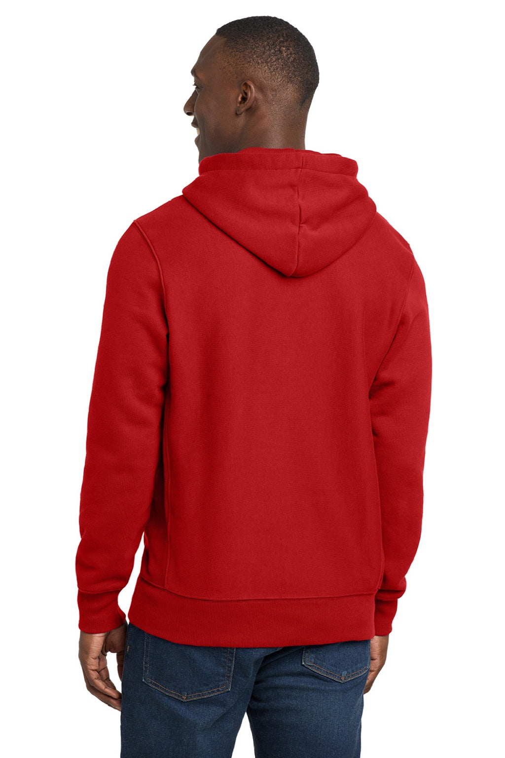 Sport-Tek F281 Mens Fleece Hooded Sweatshirt Hoodie w/ Pouch Pocket Red Model Back