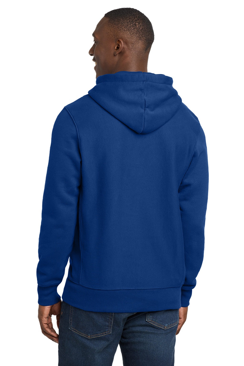 Sport-Tek F281 Mens Fleece Hooded Sweatshirt Hoodie w/ Pouch Pocket Royal Blue Model Back