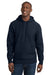Sport-Tek F281 Mens Fleece Hooded Sweatshirt Hoodie w/ Pouch Pocket True Navy Blue Model Front