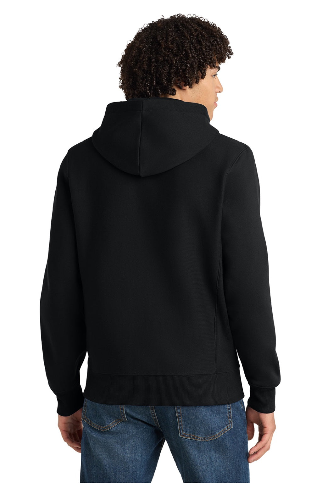 Sport-Tek F282 Mens Fleece Full Zip Hooded Sweatshirt Hoodie w/ Pockets Black Model Back
