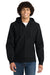 Sport-Tek F282 Mens Fleece Full Zip Hooded Sweatshirt Hoodie w/ Pockets Black Model Front