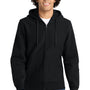 Sport-Tek Mens Fleece Full Zip Hooded Sweatshirt Hoodie w/ Pockets - Black
