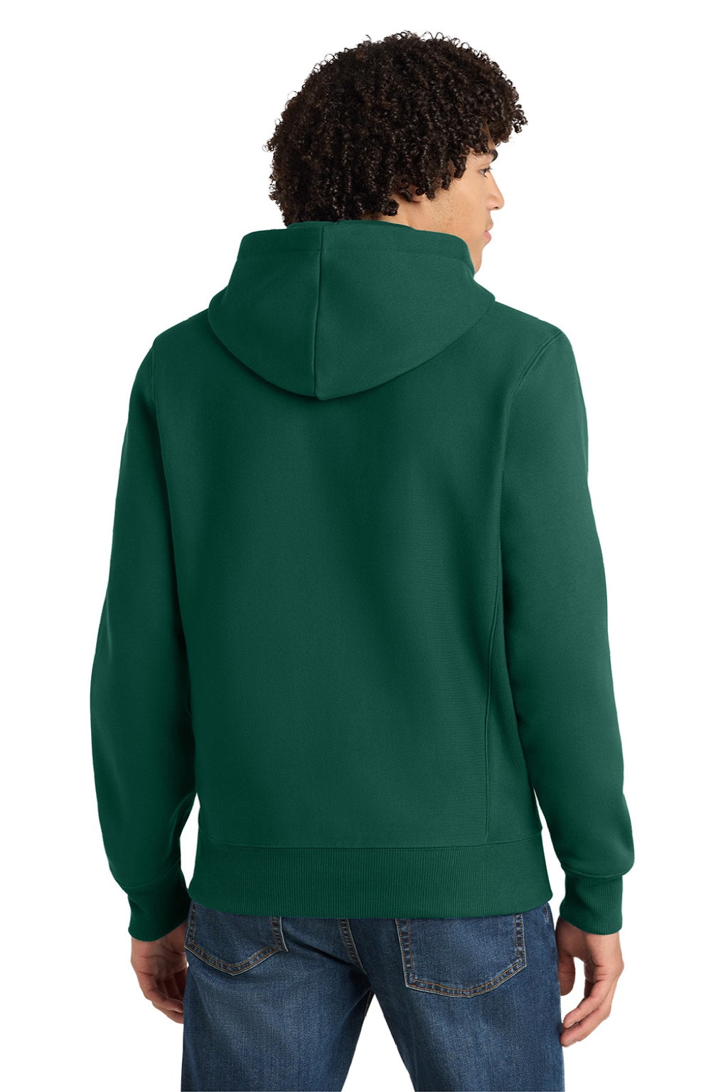 Sport-Tek F282 Mens Fleece Full Zip Hooded Sweatshirt Hoodie w/ Pockets Dark Green Model Back