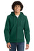Sport-Tek F282 Mens Fleece Full Zip Hooded Sweatshirt Hoodie w/ Pockets Dark Green Model Front