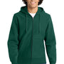 Sport-Tek Mens Fleece Full Zip Hooded Sweatshirt Hoodie w/ Pockets - Dark Green