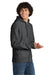 Sport-Tek F282 Mens Fleece Full Zip Hooded Sweatshirt Hoodie w/ Pockets Heather Graphite Grey Model Side