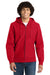 Sport-Tek F282 Mens Fleece Full Zip Hooded Sweatshirt Hoodie w/ Pockets Red Model Front