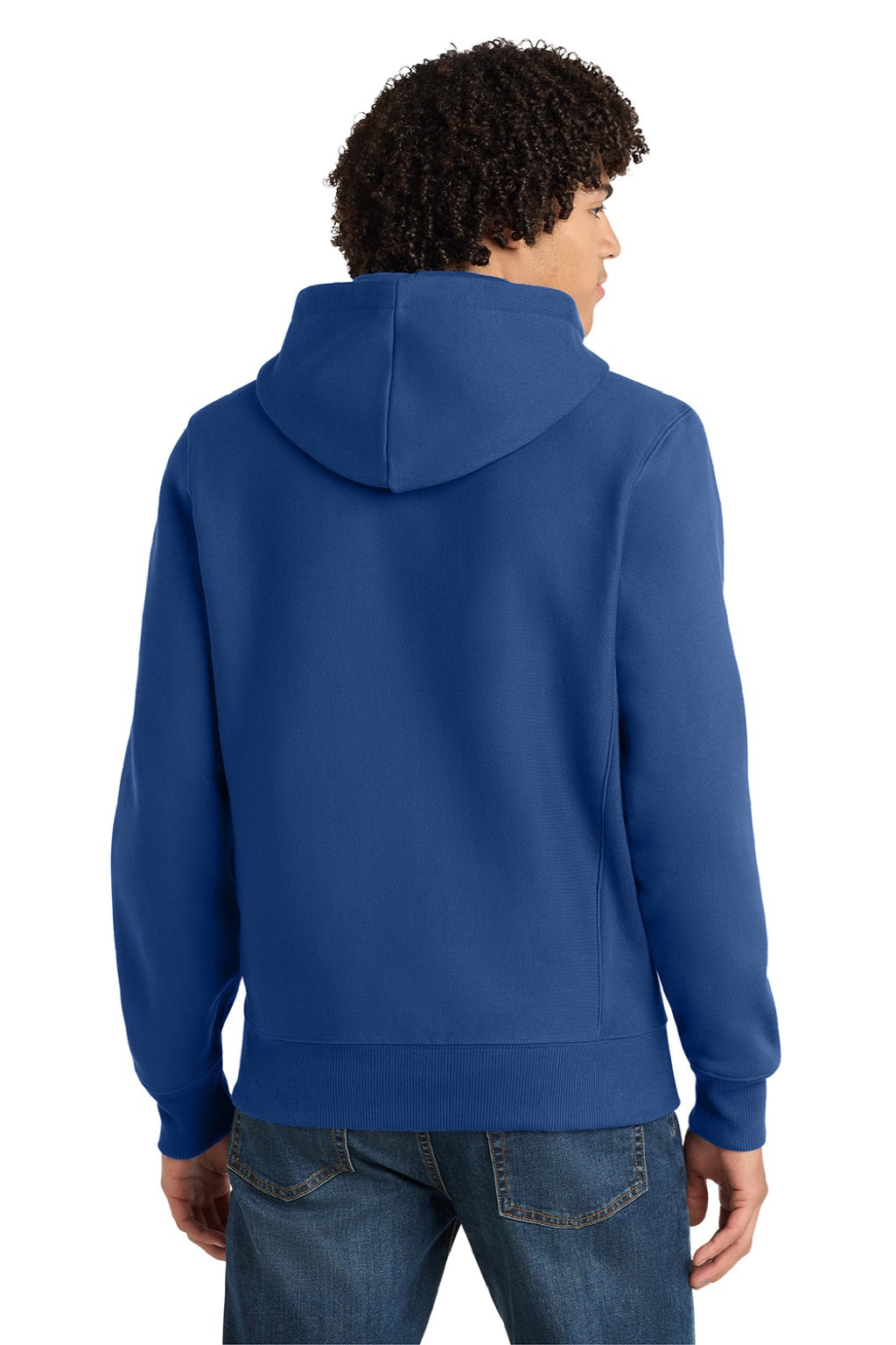 Sport-Tek F282 Mens Fleece Full Zip Hooded Sweatshirt Hoodie w/ Pockets Royal Blue Model Back