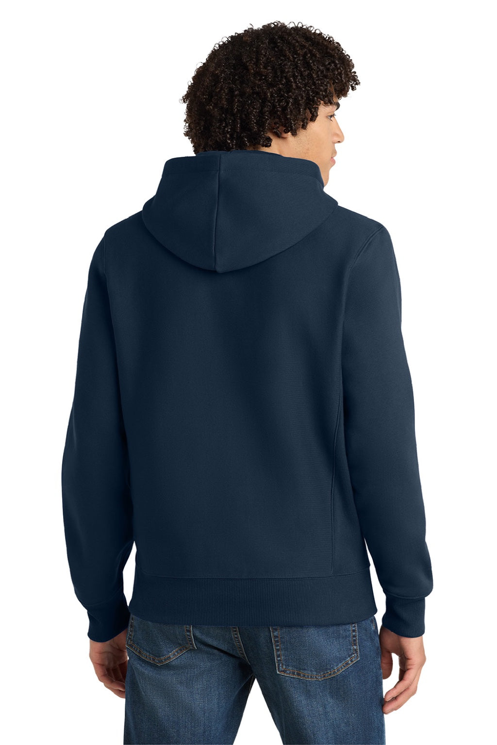 Sport-Tek F282 Mens Fleece Full Zip Hooded Sweatshirt Hoodie w/ Pockets True Navy Blue Model Back