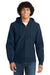 Sport-Tek F282 Mens Fleece Full Zip Hooded Sweatshirt Hoodie w/ Pockets True Navy Blue Model Front