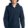 Sport-Tek Mens Fleece Full Zip Hooded Sweatshirt Hoodie w/ Pockets - True Navy Blue