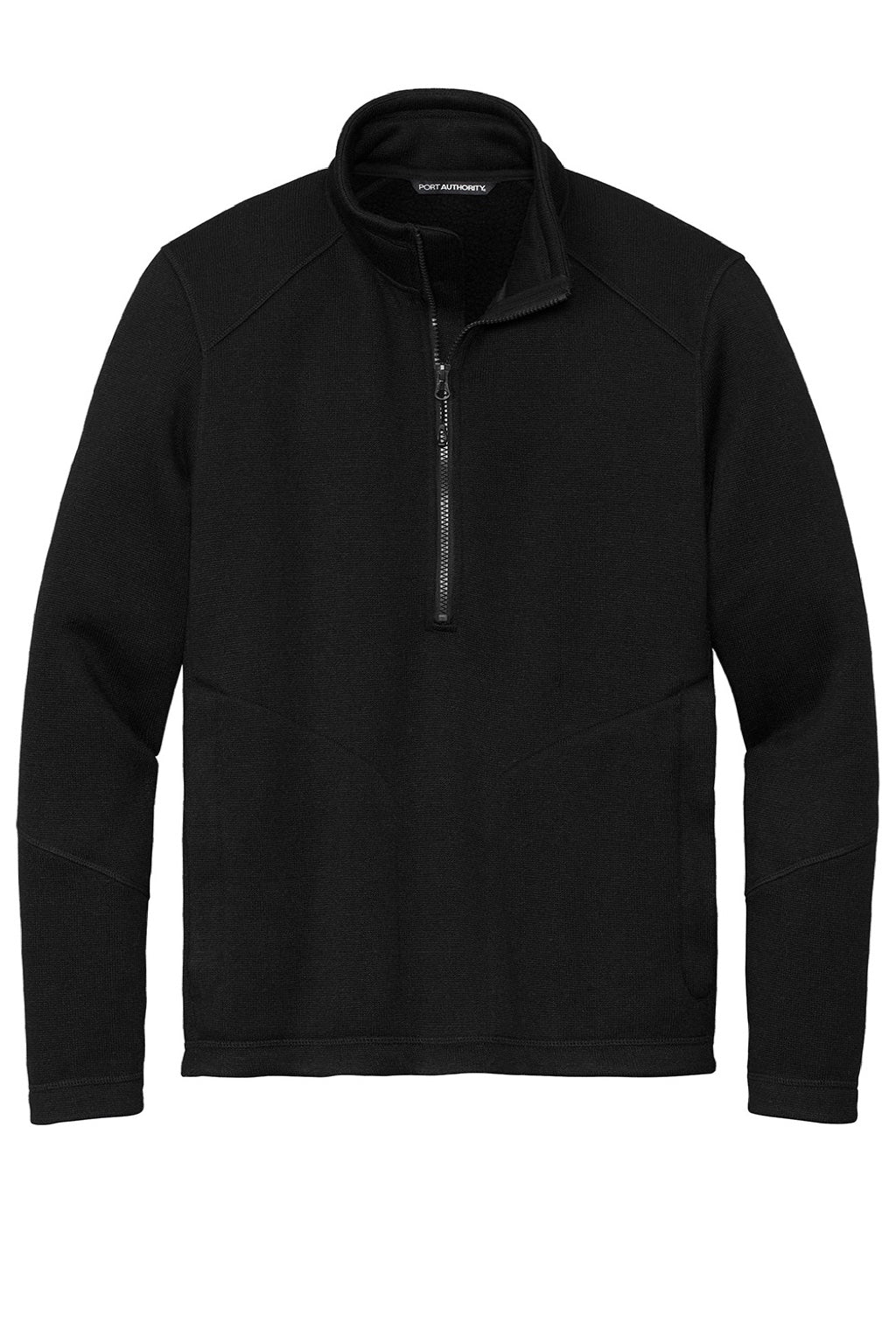Port Authority F426 Mens Arc Pill Resistant Sweater Fleece 1/4 Zip Jacket Deep Black Flat Front