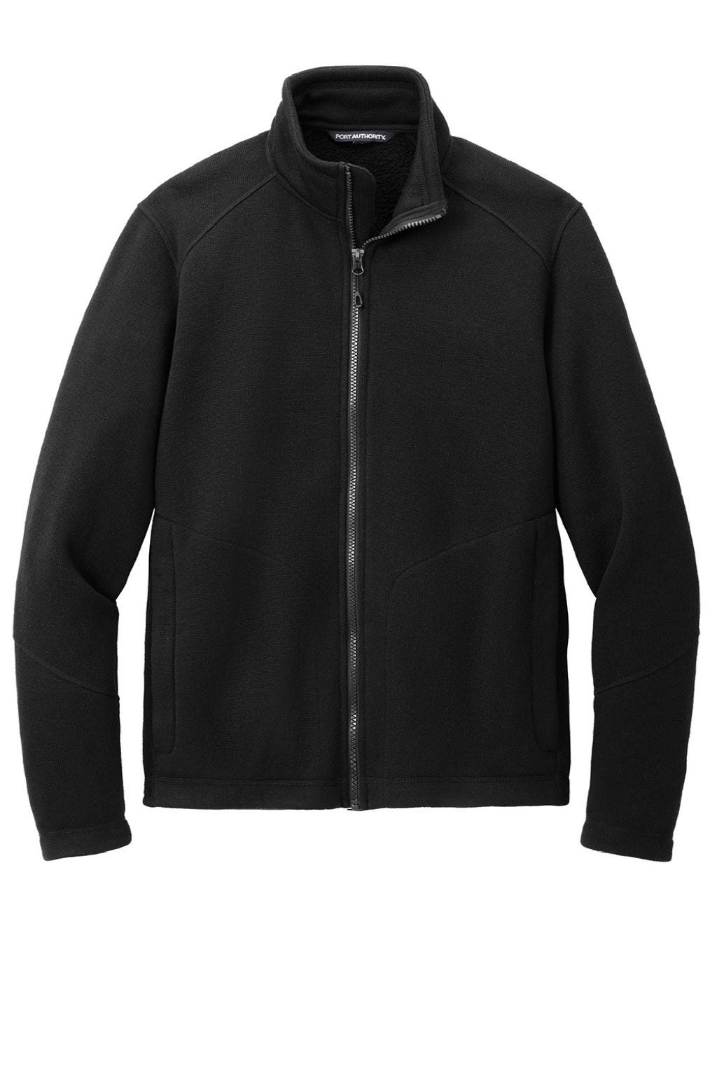Port Authority F428 Mens Arc Pill Resistant Sweater Fleece Full Zip Jacket Deep Black Flat Front