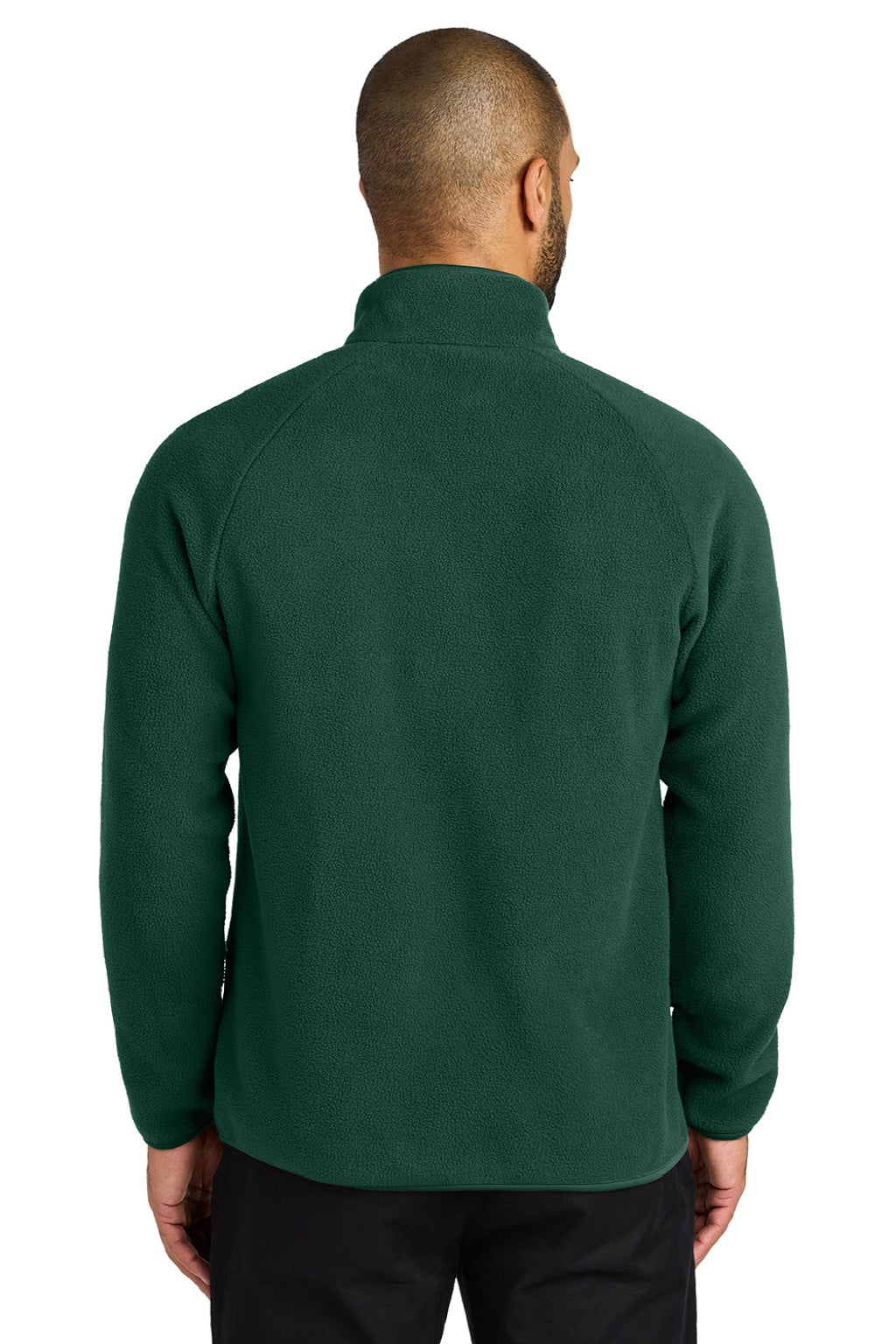 Port Authority F700 Mens C-FREE Raglan Pill Resistant Fleece Full Zip Jacket Dark Green Model Back
