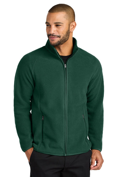 Port Authority F700 Mens C-FREE Raglan Pill Resistant Fleece Full Zip Jacket Dark Green Model Front