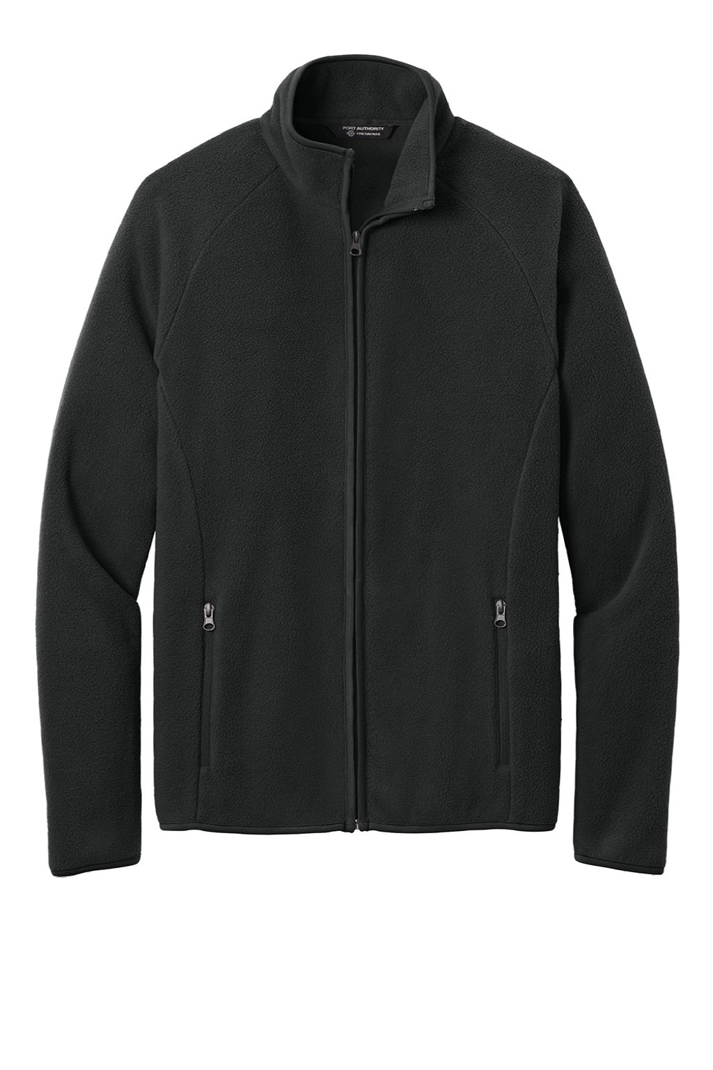 Port Authority F700 Mens C-FREE Raglan Pill Resistant Fleece Full Zip Jacket Deep Black Flat Front
