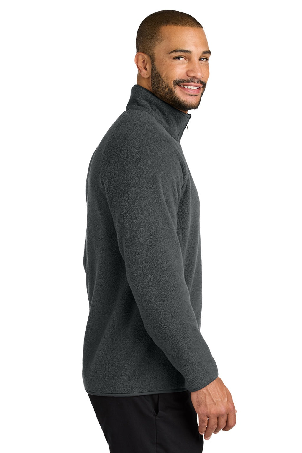 Port Authority F700 Mens C-FREE Raglan Pill Resistant Fleece Full Zip Jacket Steel Grey Model Side