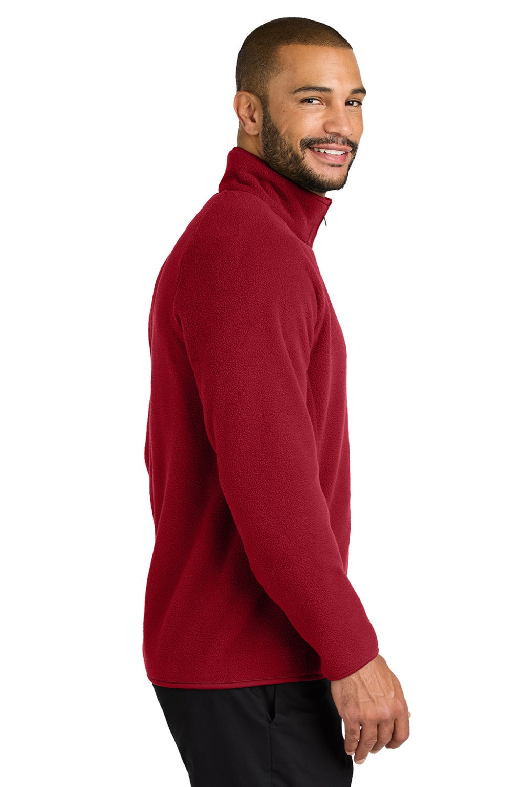 Port Authority F700 Mens C-FREE Raglan Pill Resistant Fleece Full Zip Jacket Rich Red Model Side