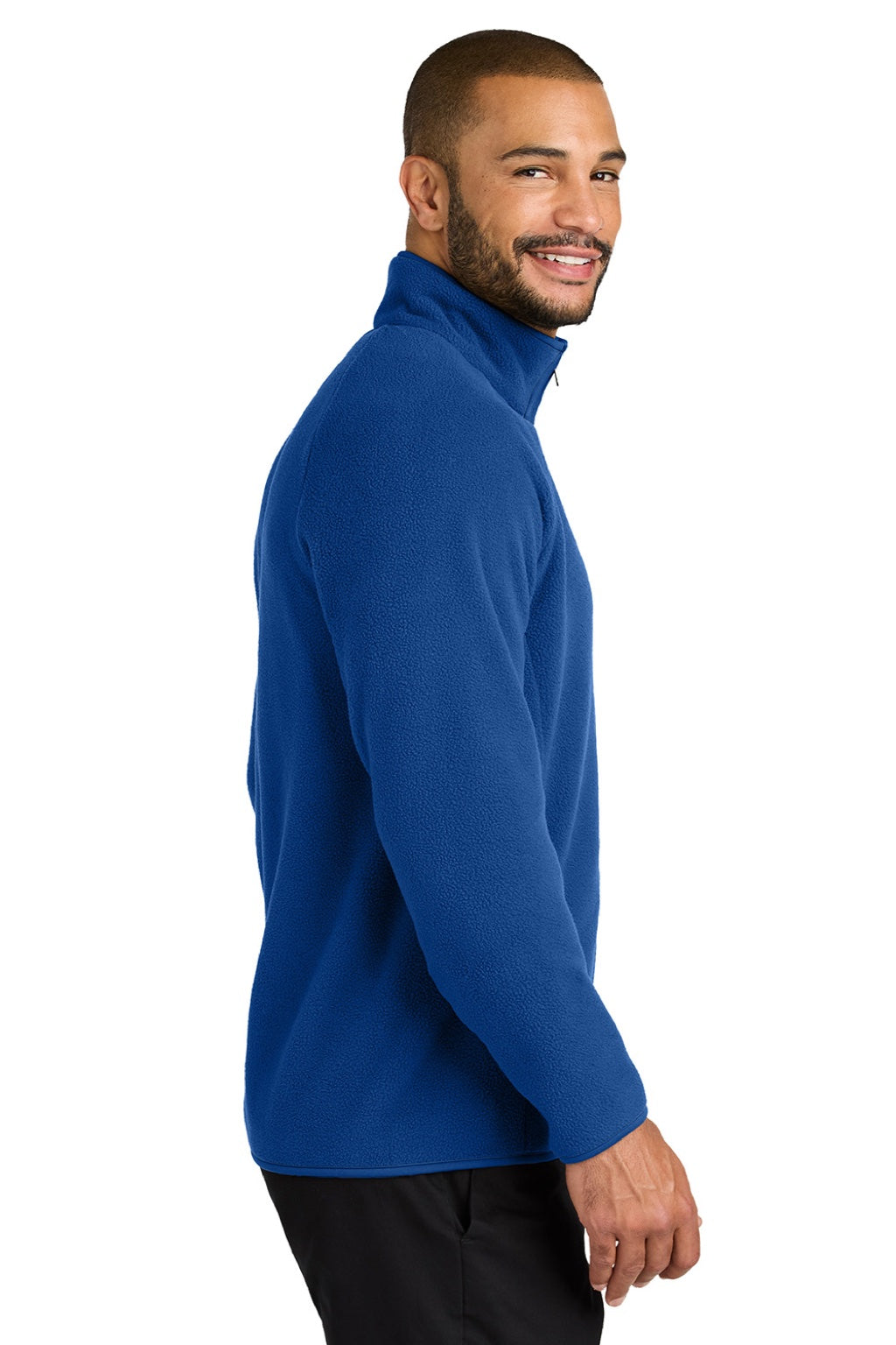 Port Authority F700 Mens C-FREE Raglan Pill Resistant Fleece Full Zip Jacket True Royal Blue Model Side