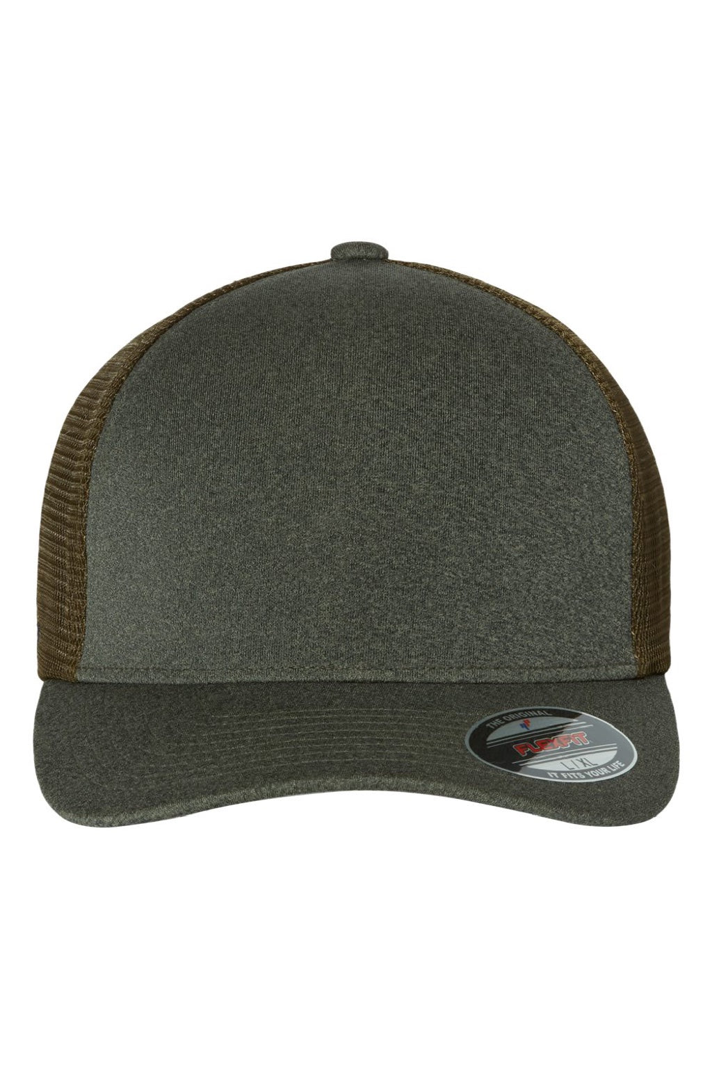 Flexfit Hats 5511UP Mens UniPanel Stretch Fit Hat Olive Green Melange Flat Front