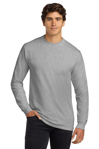 Gildan G2400/2400 Mens Ultra Long Sleeve Crewneck T-Shirt Ash Grey Model Front