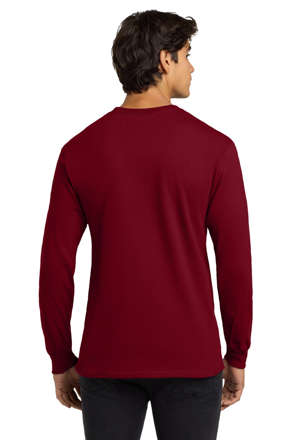 Gildan G2400/2400 Mens Ultra Long Sleeve Crewneck T-Shirt Cardinal Red Model Back