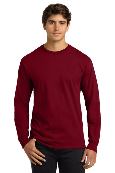 Gildan G2400/2400 Mens Ultra Long Sleeve Crewneck T-Shirt Cardinal Red Model Front