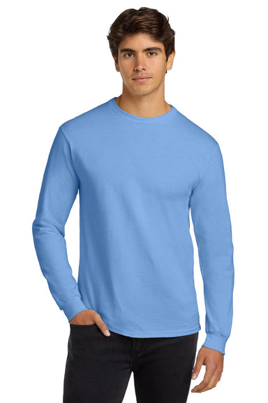 Gildan G2400/2400 Mens Ultra Long Sleeve Crewneck T-Shirt Carolina Blue Model Front