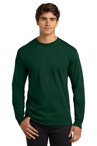 Gildan G2400/2400 Mens Ultra Long Sleeve Crewneck T-Shirt Forest Green Model Front