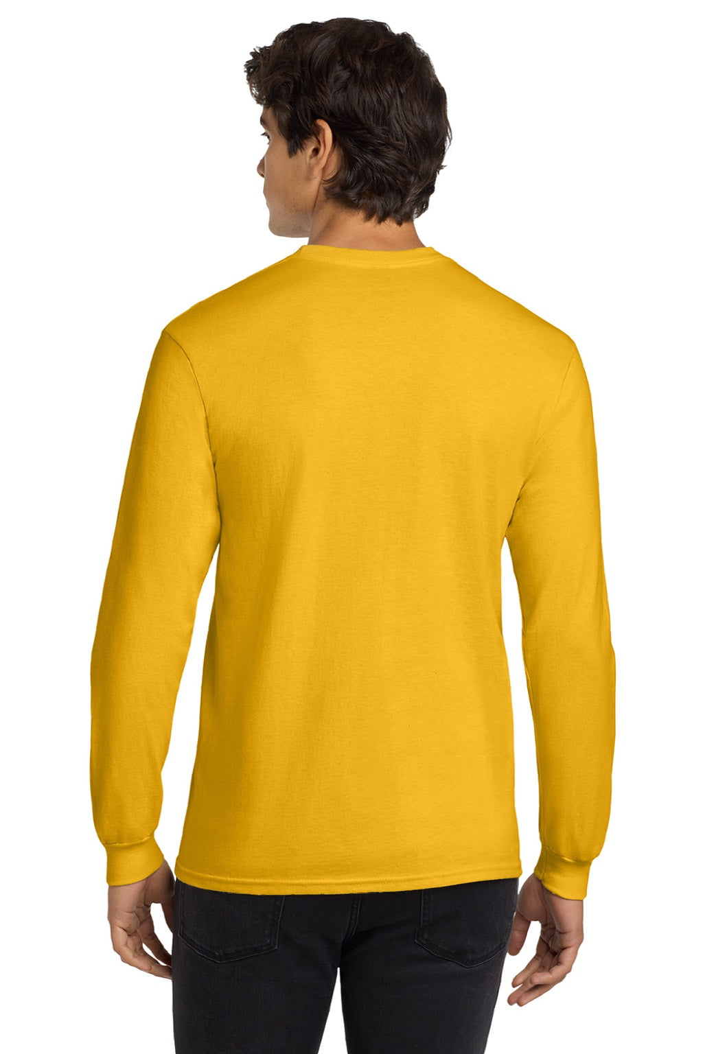 Gildan G2400/2400 Mens Ultra Long Sleeve Crewneck T-Shirt Gold Model Back