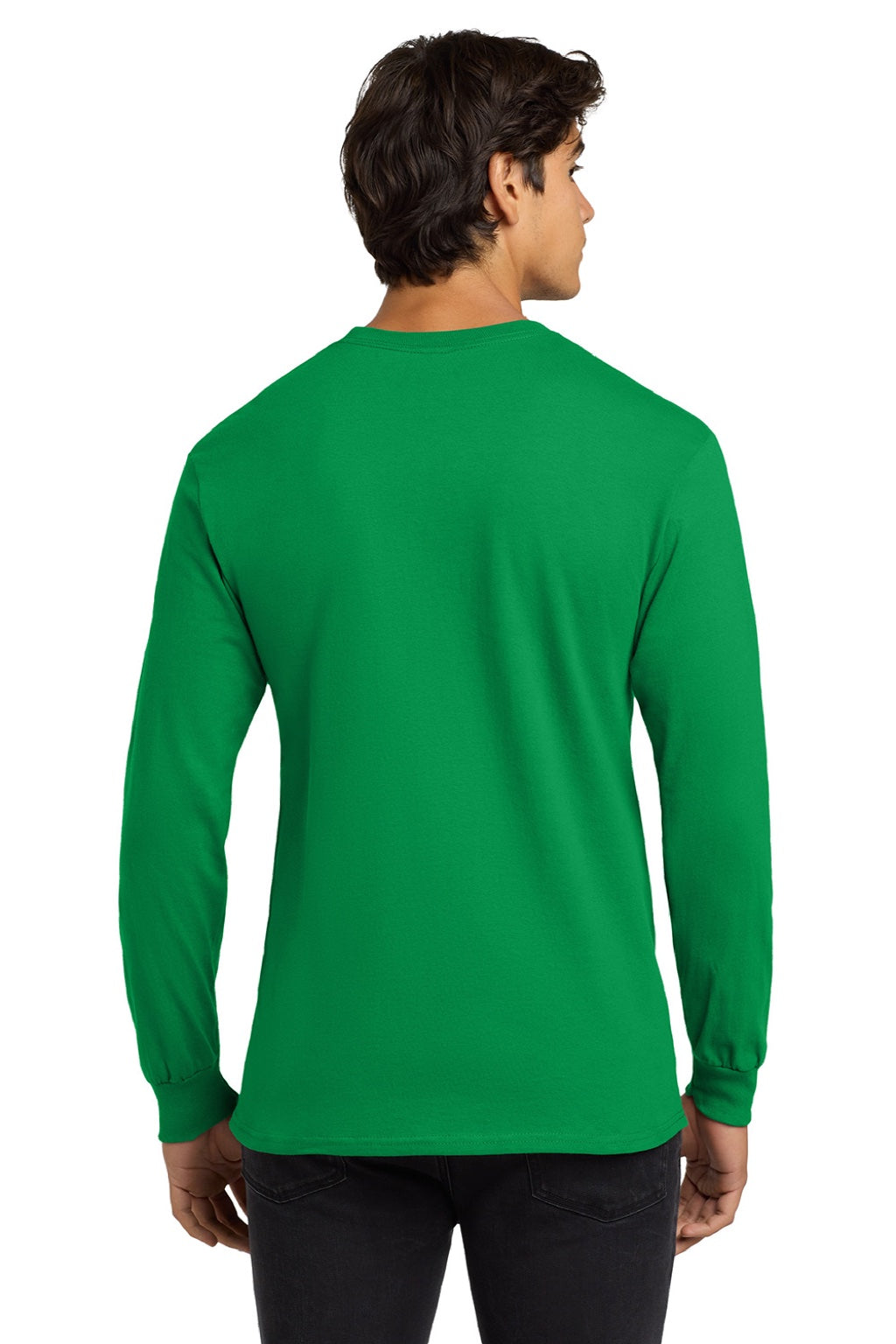 Gildan G2400/2400 Mens Ultra Long Sleeve Crewneck T-Shirt Irish Green Model Back