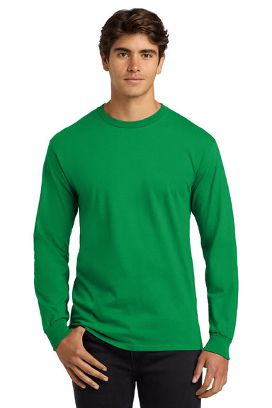 Gildan G2400/2400 Mens Ultra Long Sleeve Crewneck T-Shirt Irish Green Model Front