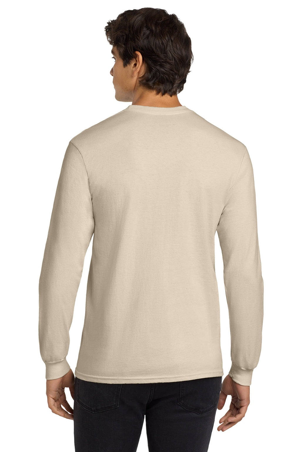 Gildan G2400/2400 Mens Ultra Long Sleeve Crewneck T-Shirt Natural Model Back