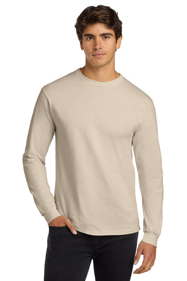 Gildan G2400/2400 Mens Ultra Long Sleeve Crewneck T-Shirt Natural Model Front