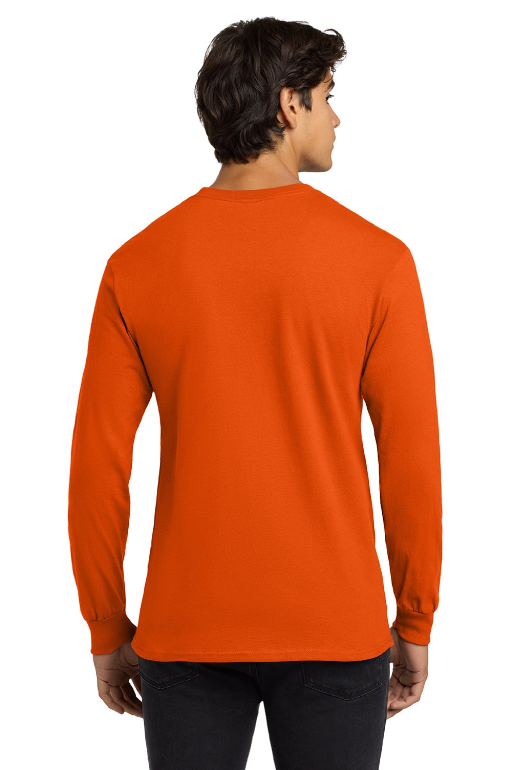 Gildan G2400/2400 Mens Ultra Long Sleeve Crewneck T-Shirt Orange Model Back
