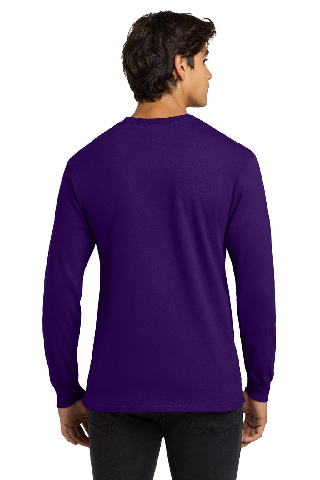 Gildan G2400/2400 Mens Ultra Long Sleeve Crewneck T-Shirt Purple Model Back