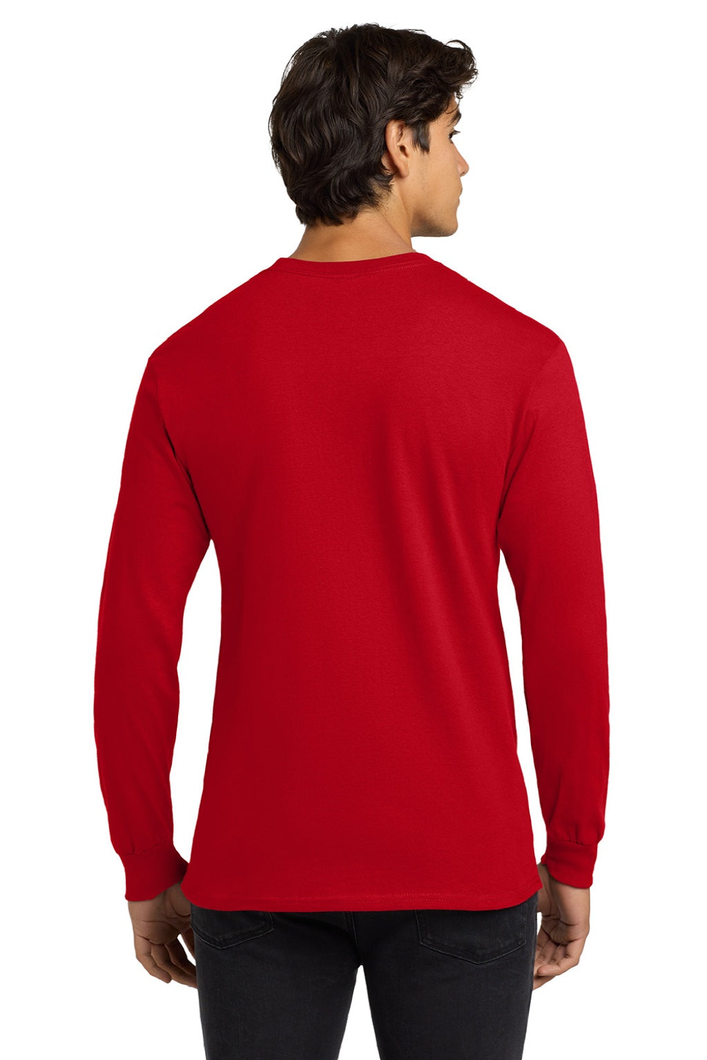 Gildan G2400/2400 Mens Ultra Long Sleeve Crewneck T-Shirt Red Model Back