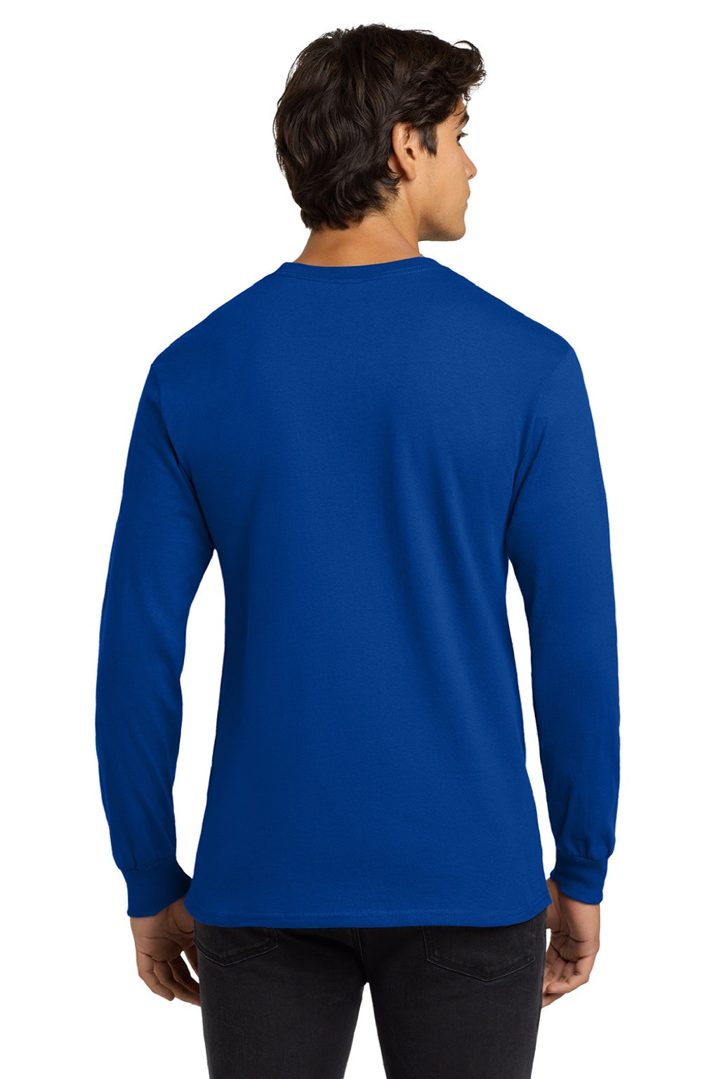 Gildan G2400/2400 Mens Ultra Long Sleeve Crewneck T-Shirt Royal Blue Model Back