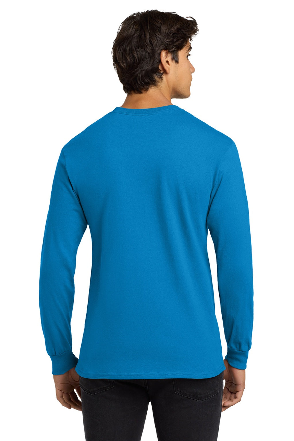 Gildan G2400/2400 Mens Ultra Long Sleeve Crewneck T-Shirt Sapphire Blue Model Back